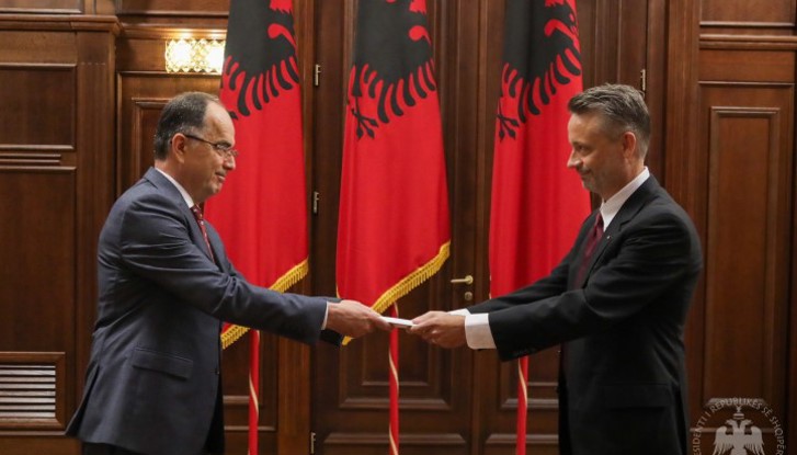 President Bajram Begaj accepting the Credential Letters of the Ambassador Niklas Ström.