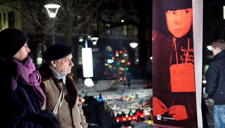 Holocaust remembrence day at Raoul Wallenberg square in Stockholm